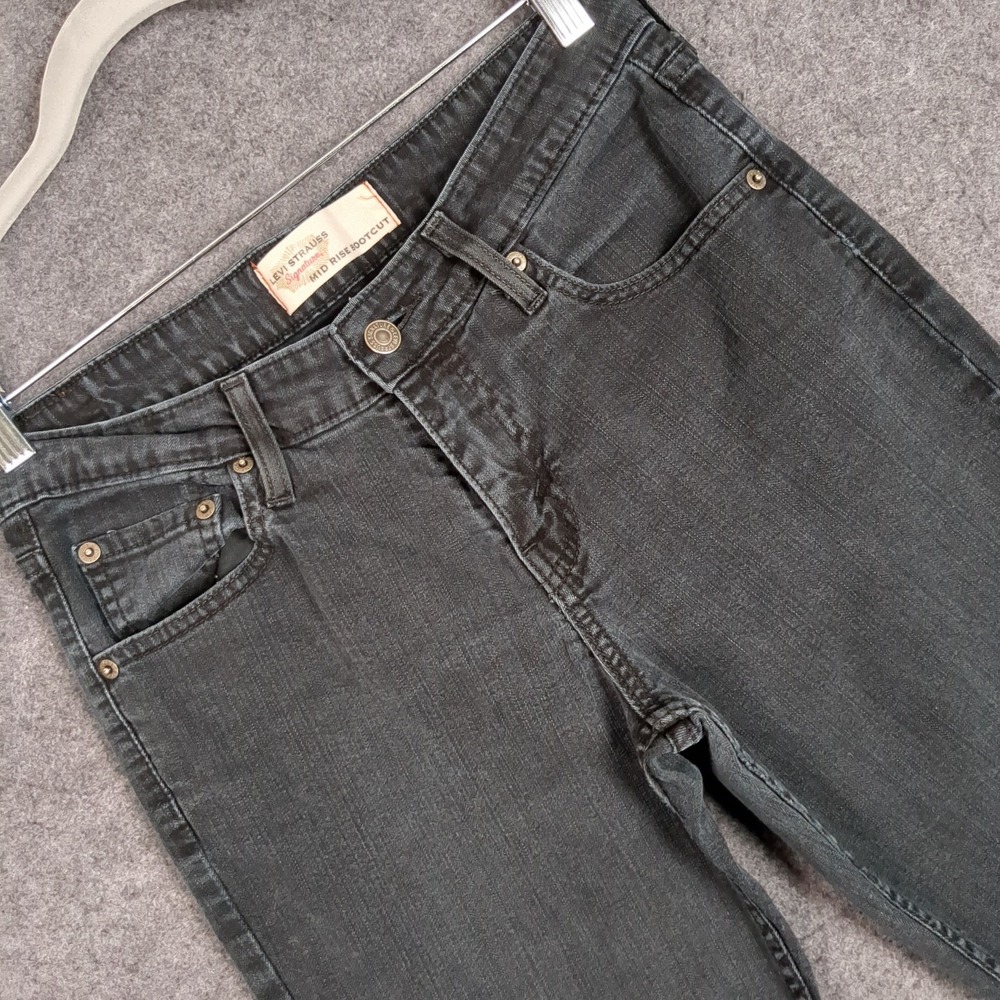 Levi Strauss Signature Womens Black Mid Rise Bootcut Jeans Size 6 Medium Solid